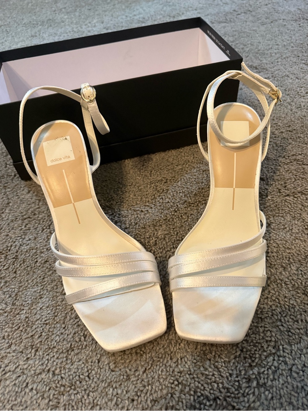Dolce Vita Ivory Satin Ankle-Strap Heels